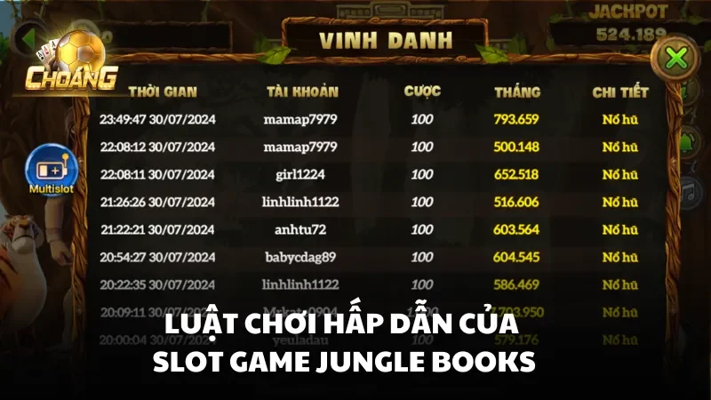 Luật chơi hấp dẫn của Slot Game Jungle Books Choáng Club