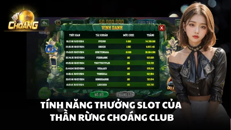 Tính năng thưởng Slot của Thần Rừng Choáng Club